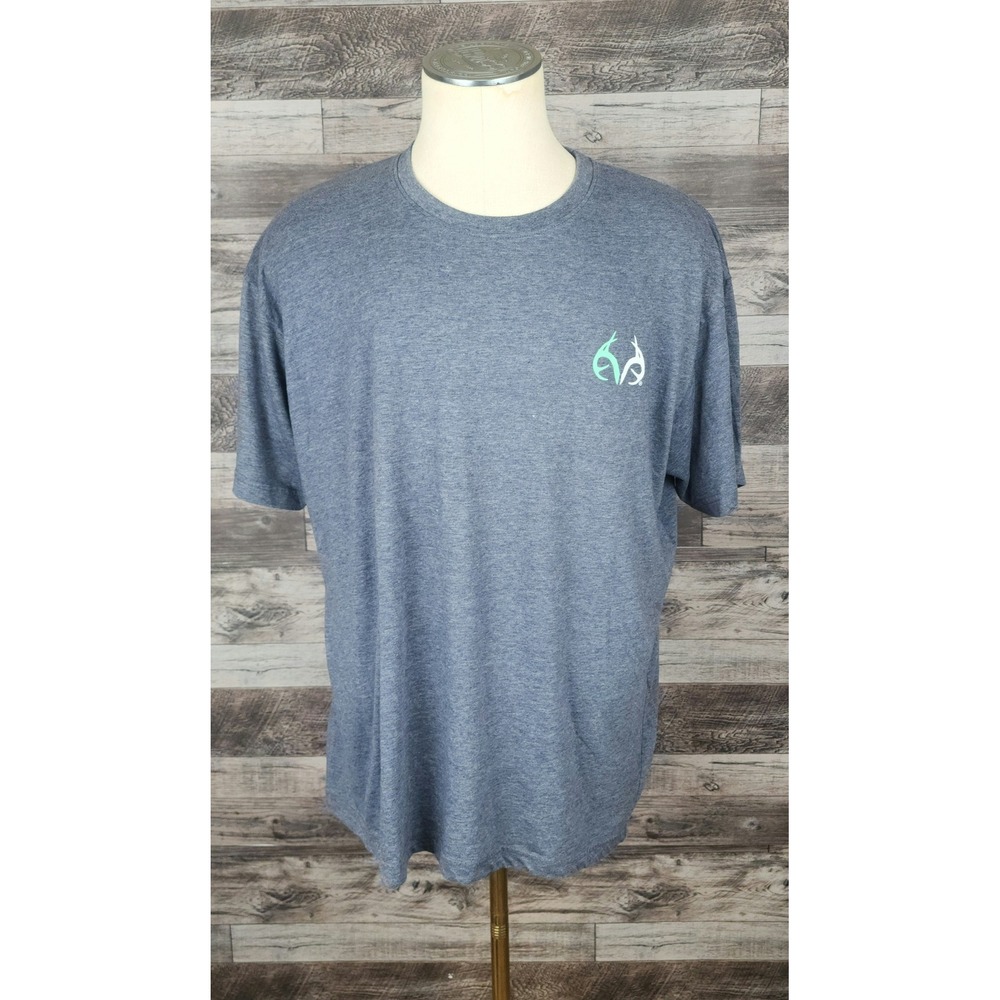 Realtree Outfitters Mens XL Gray Short Sleeve Camo Antler Graphic‎ T-Shirt